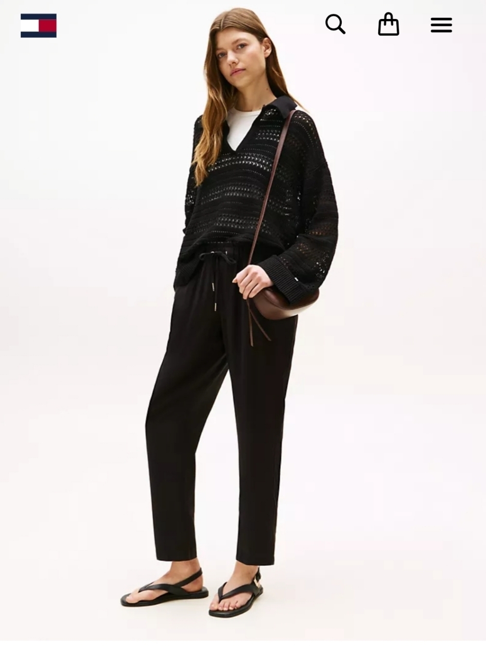 Tommy Hilfiger Lightweight Black Pants In Viscose Sz L